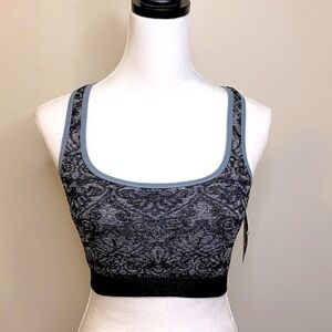 NWT NUX Black and White Medium Compression Lightly Padded Sports Bra Size Large